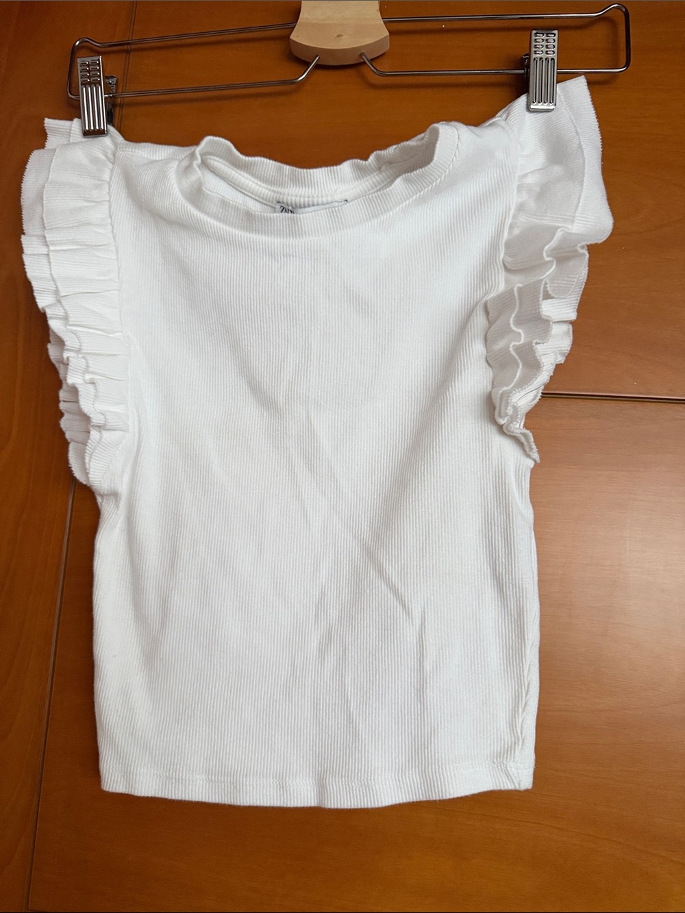 Zara White Ruffle Sleeve Tank Top for Kids